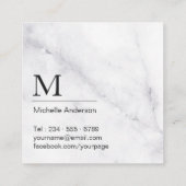 Moderne minimale zwarte witte marmer Logo Vierkante Visitekaartje (Achterkant)