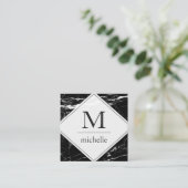 Moderne minimale zwarte witte marmer Logo Vierkante Visitekaartje (Staand voorkant)