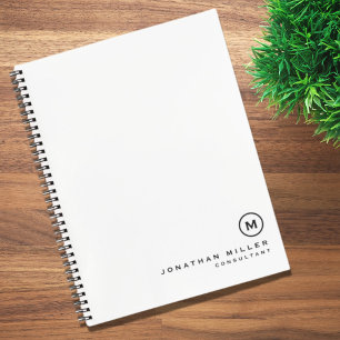 Moderne, minimale zwarte witte monogram notitieboek