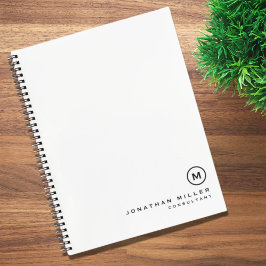 Moderne, minimale zwarte witte monogram notitieboek