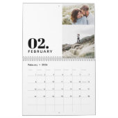 Moderne minimale zwarte witte multi-fotofamilie kalender (Feb 2026)