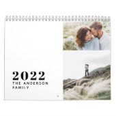 Moderne minimale zwarte witte multi-fotofamilie kalender (Hoes)