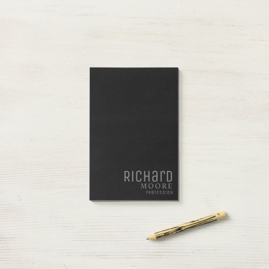 moderne, minimale zwarte witte naam post-it® notes (Op bureau)