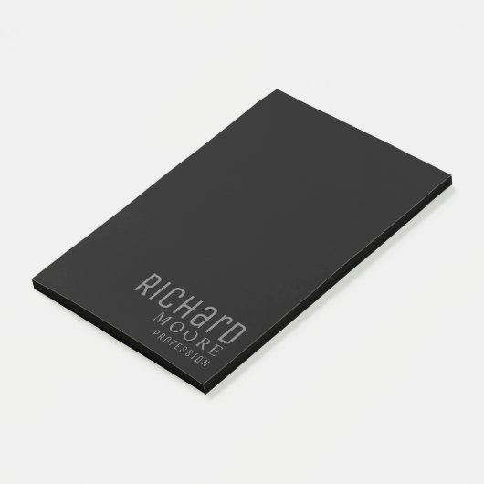 moderne, minimale zwarte witte naam post-it® notes (Schuin)