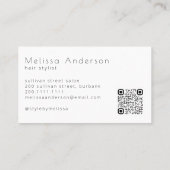 Moderne, minimale zwarte witte QR-code Visitekaartje (Achterkant)