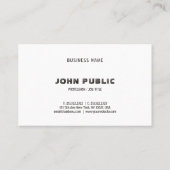 Moderne, minimale zwarte witte Sjabloon B&W Visitekaartje (Achterkant)