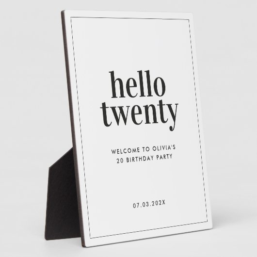 Moderne minimale zwarte witte typografie 20 jaar fotoplaat (Zijkant)