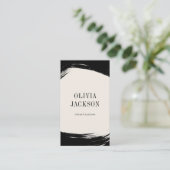 Moderne minimale zwarte witte verf streken QR-code Visitekaartje (Staand voorkant)