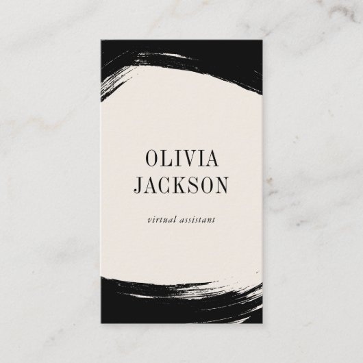 Moderne minimale zwarte witte verf streken QR-code Visitekaartje (Voorkant)