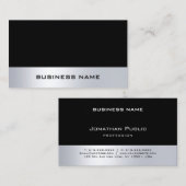 Moderne, minimale zwarte zilver Professional Visitekaartje (Voorkant / Achterkant)