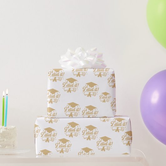 Moderne Minimalis Goud schrift  Ik deed het Afstud Cadeaupapier (Feestgeschenken)