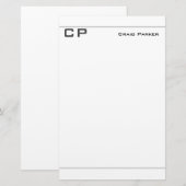 Moderne minimaliserende monogram Professional Plai Briefpapier (Voorkant / Achterkant)