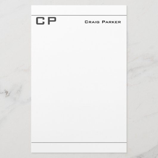 Moderne minimaliserende monogram Professional Plai Briefpapier (Voorkant)