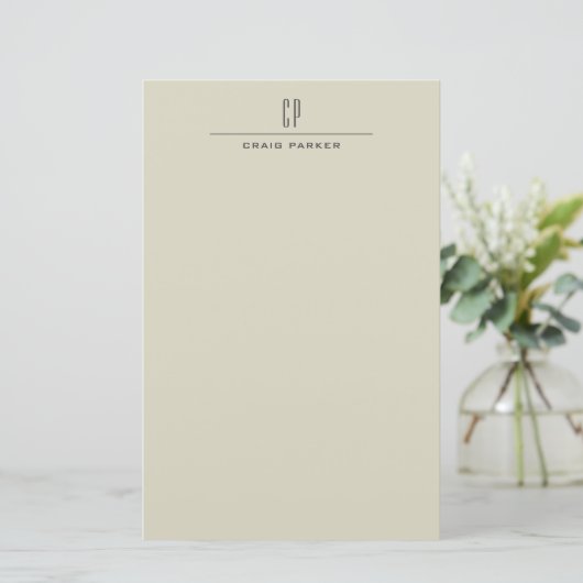 Moderne minimaliserende monogram Professional Plai Briefpapier (Staand voorkant)