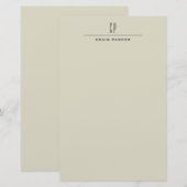 Moderne minimaliserende monogram Professional Plai Briefpapier (Voorkant / Achterkant)