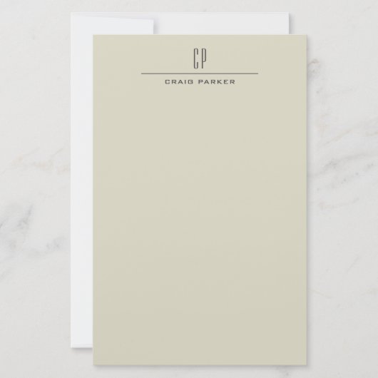 Moderne minimaliserende monogram Professional Plai Briefpapier (Voorkant)