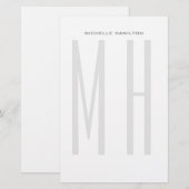 Moderne minimaliserende monogram Professional Plai Briefpapier (Voorkant / Achterkant)