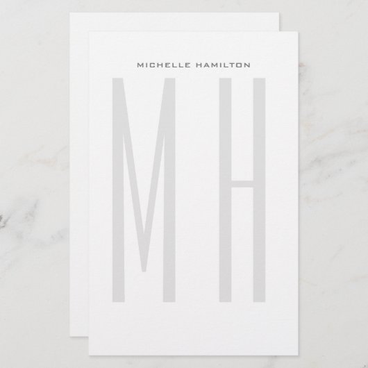 Moderne minimaliserende monogram Professional Plai Briefpapier (Voorkant / Achterkant)