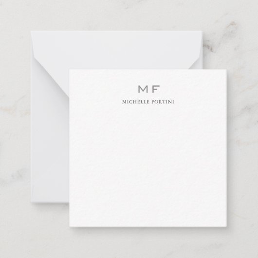 Moderne minimaliserende monogram Professional Plai Notitiekaartje (Voorkant)