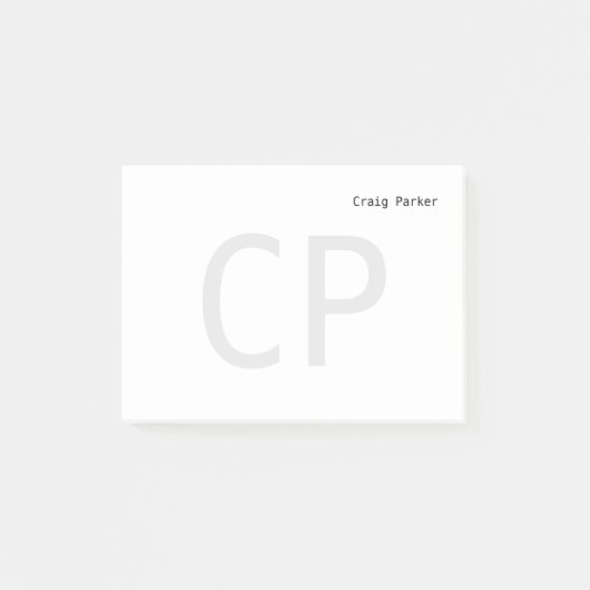 Moderne minimaliserende monogram Professional Plai Post-it® Notes (Voorkant)