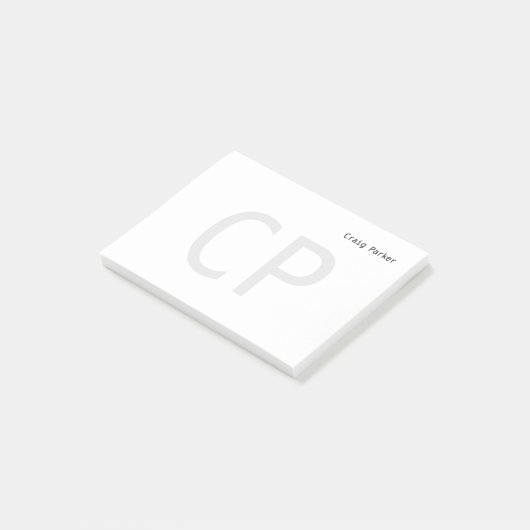 Moderne minimaliserende monogram Professional Plai Post-it® Notes (Schuin)