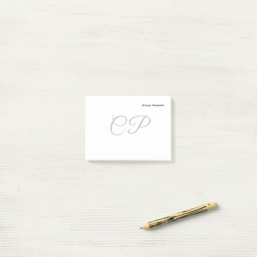 Moderne minimaliserende monogram Professional Plai Post-it® Notes (Op bureau)