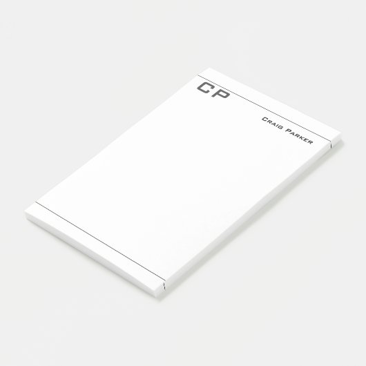 Moderne minimaliserende monogram Professional Plai Post-it® Notes (Schuin)