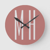 Moderne minimaliserende monogram Professional Plai Ronde Klok (Voorkant)
