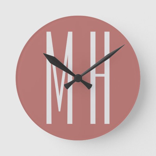 Moderne minimaliserende monogram Professional Plai Ronde Klok (Voorkant)