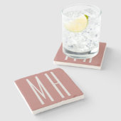 Moderne minimaliserende monogram Professional Plai Stenen Onderzetter (Zijkant)