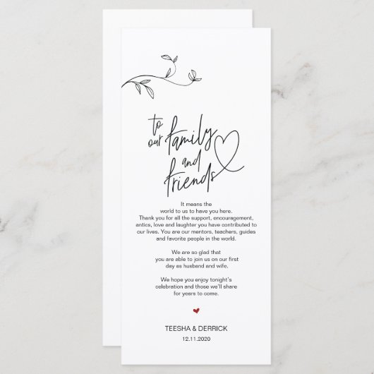 Moderne minimaliseringslocatie - Hartelijk dank Programmakaart (Voorkant / Achterkant)