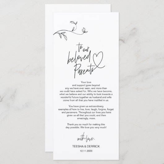 Moderne minimalisme Plaats instelling Dank u kaart (Voorkant / Achterkant)