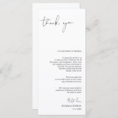 Moderne minimalisme script plaats instelling dank programmakaart (Voorkant / Achterkant)