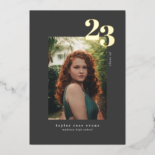 Moderne minimalist 2023 | Foto-Afstuderen Folie Uitnodiging (Voorkant)