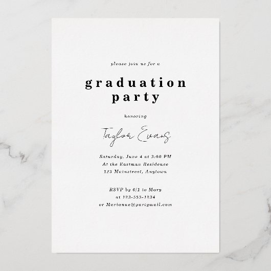 Moderne minimalist 2023 | Foto-Afstuderen Folie Uitnodiging (Achterkant)