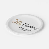 Moderne Minimalist 50 en Fabulous 50th Verjaardag Papieren Bordje (Gekanteld)