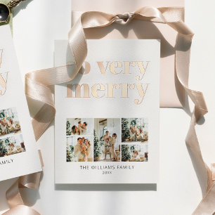 Moderne minimalist 5 foto Kerstmis Folie Feestdagenkaart