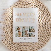 Moderne minimalist 5 foto Kerstmis Folie Feestdagenkaart