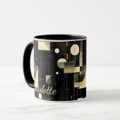 Moderne Minimalist - Abstract Zwart & Crème Op Maa Mok (Voorkant links)