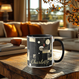 Moderne Minimalist - Abstract Zwart & Crème Op Maa Mok