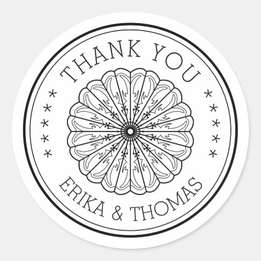 Moderne minimalist Bedankt lijnkunst Bloem Ronde Sticker (Voorkant)