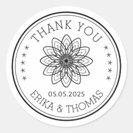 Moderne minimalist Bedankt lijnkunst Bloem Ronde Sticker