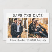 Moderne minimalist bespaart datum 2 fotokaart save the date (Voorkant)