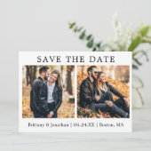 Moderne minimalist bespaart datum 2 fotokaart save the date (Staand voorkant)