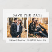 Moderne minimalist bespaart datum 2 fotokaart save the date (Voorkant / Achterkant)