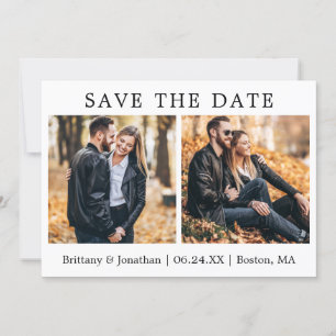 Moderne minimalist bespaart datum 2 fotokaart save the date