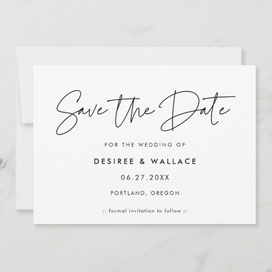Moderne minimalist bespaart de datumuitnodiging save the date (Voorkant)