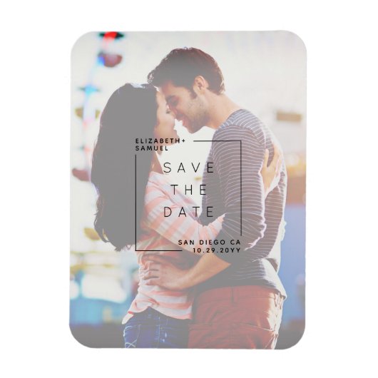 Moderne minimalist Bewaar de datum Foto Wit Magneet (Verticaal)