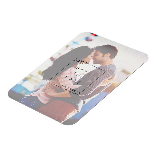 Moderne minimalist Bewaar de datum Foto Wit Magneet (Linkerzijde)
