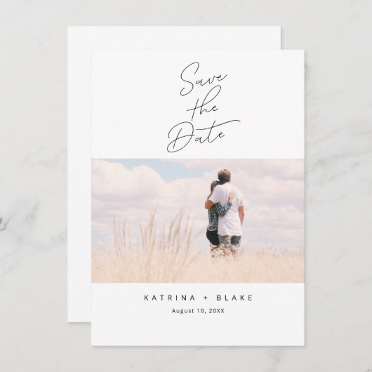 Moderne minimalist Bewaar de datum Fotokaart Kaart (Voorkant / Achterkant)